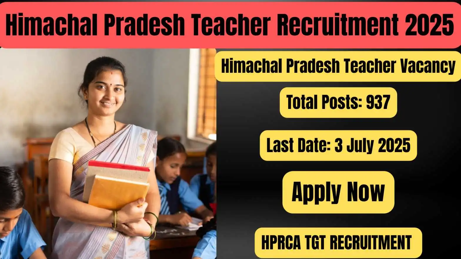Apply Online for HPRCA TGT Recruitment 2025 – 937 Posts | हिमाचल प्रदेश TGT भर्ती